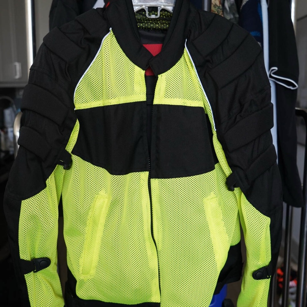 Black and Neon Yellow Padded Motorcycle Jacket